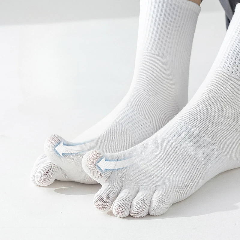 3 Pairs Cotton Five Finger Socks Men Thin Summer Gym Sport Crew Socks with Separate Fingers Non-slip Cotton Toe Midi Tube five finger socks