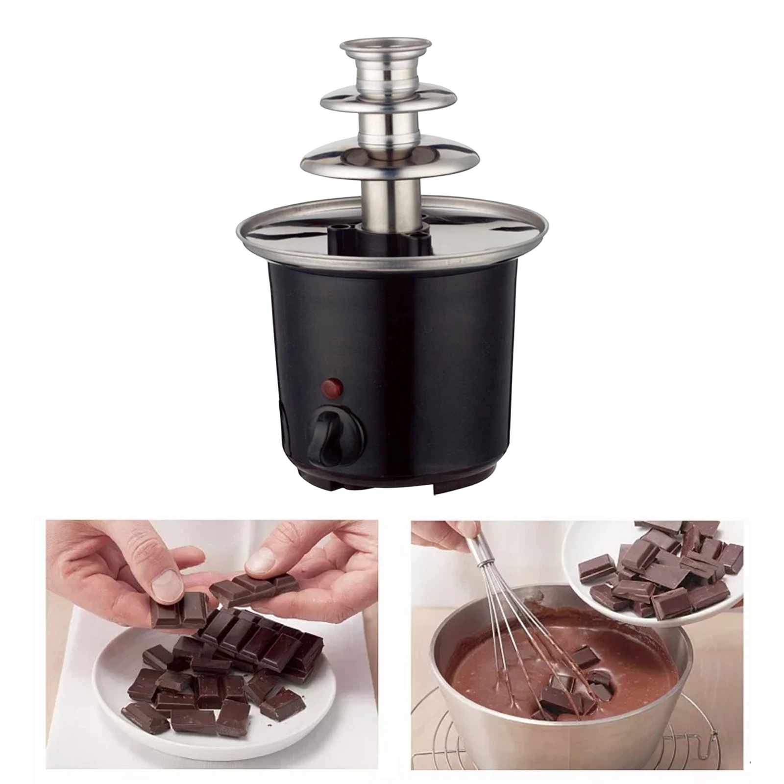 Mini Chocolate Fountain Three Layers Creative Design EU Plug Mini Chocolate Melting Pot for Cheese