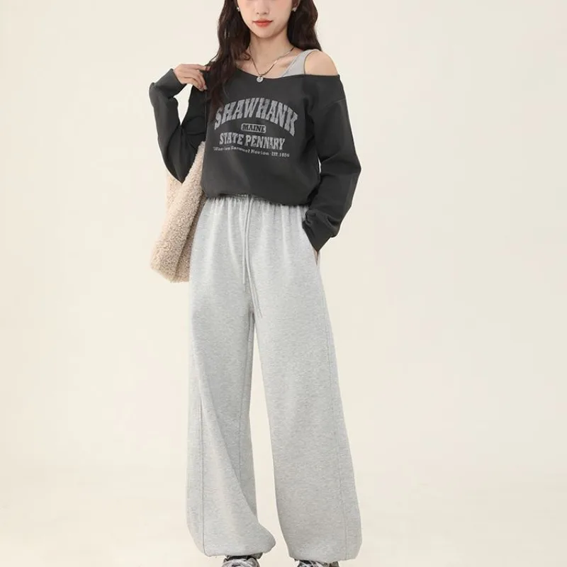 Spring Autumn New Fashion V-neck Long Sleeve Pullover Sweatshirts Casual Versatile Loose Commuting Simple Clothing Hoodies Top