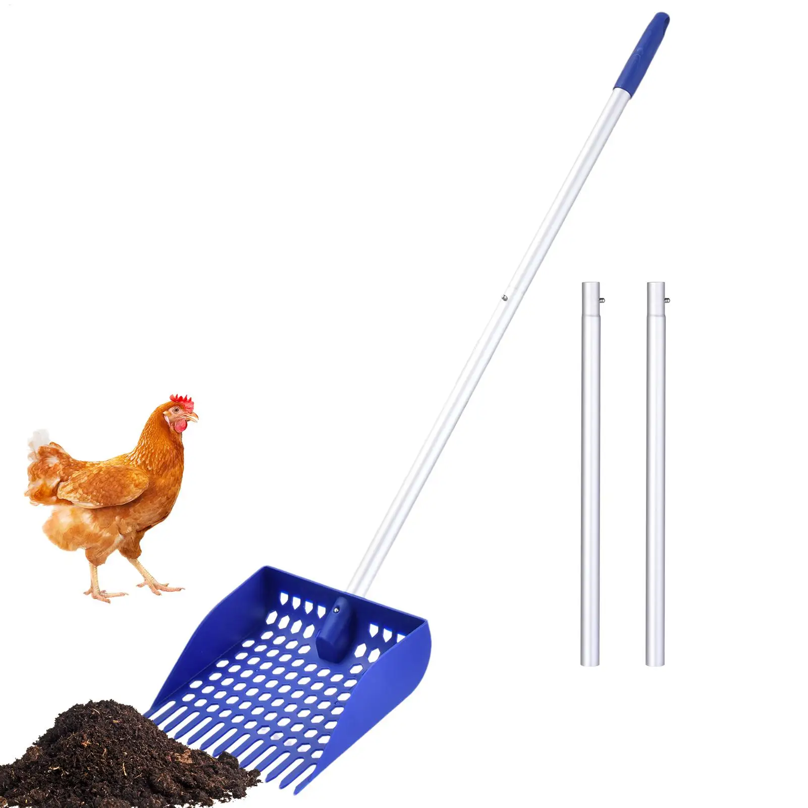 Extendable Scoop Sand Rake Chicken Poop Scooper Long Handle Cat Litter Scoop Detachable Sifting Chicken Coop Cleaning Tools Extendable Scoop Sand Rake Chicken Poop Scooper Long Handle Cat Litter Scoop Detachable Sifting Chicken Coop Cleaning Tools