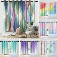 2pcs/set Colourful Gradient Window Curtain Bright Multicolor Blackout  Polyester Fabric Study Bedroom Living Room Decor Curtain