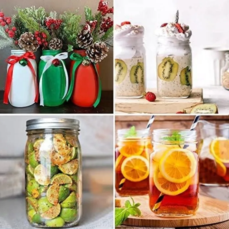 32 oz, 12 Pack Quart Mason Jars With Wide Mouth Lids, Glass Jars for Canning, Food Storage, Meal Prep, DIY Projects etc. 6