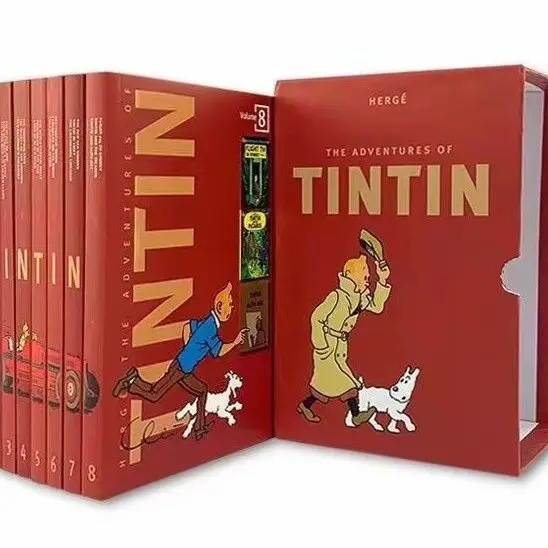 

Приключения Тинтина набор из 8 книг Приключения Тинтина Мягкая обложка Английский Оригинальный Полный набор 1-8 детских комиксов