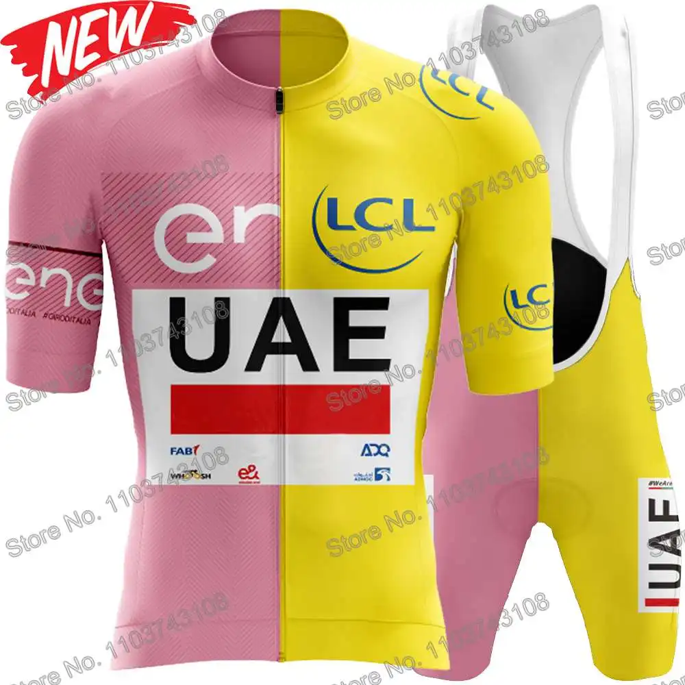 2024 UAE Team France Italy Tour Cycling Jersey Men's Set Summer