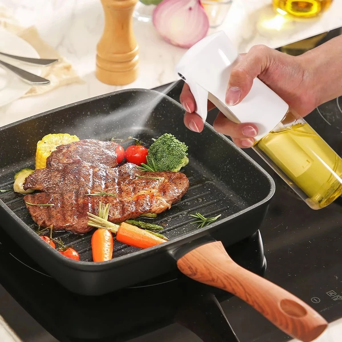 Spray D'huile De Cuisson Pour Barbecue, Multi-usages, Pot De Pulvérisation  D'huile Domestique, Huile D'olive, Contrôle De L'huile, Verre Atomisé,  Outils De Friteuse À Air - Saucières - AliExpress