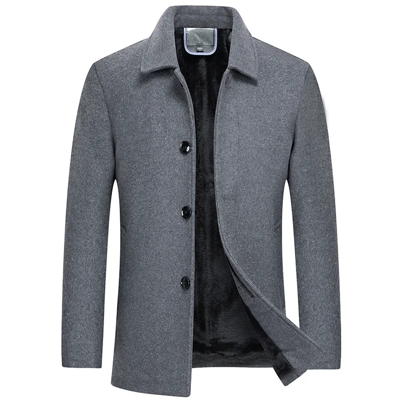 Jackets Business Casual Fleece Liner Woolen Autumn Winter Men Wool Jacket Slim Fit Thick Warm Trench Jackets Mens Brand Outwears 2