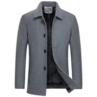 Jackets Business Casual Fleece Liner Woolen Autumn Winter Men Wool Jacket Slim Fit Thick Warm Trench Jackets Mens Brand Outwears 2