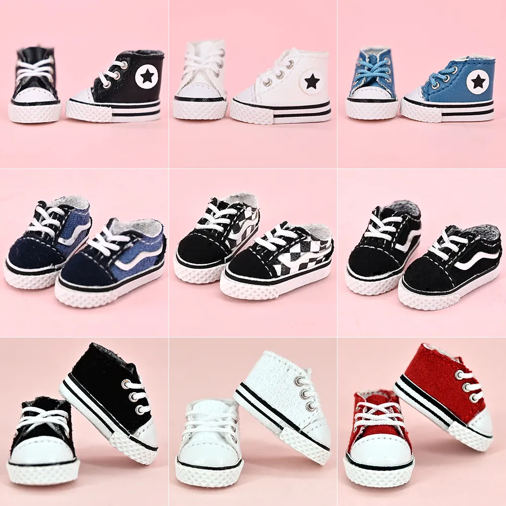 Ob11 High-Top Doll Star Shoes Canvas Grid Shoes Sports Casual Doll Shoes For Gsc Body, Molly, P9, Ymy, 1/12Bjd Doll Accessories