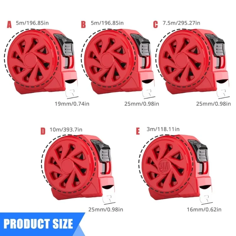 Heavy-Duty Construction Tape Measure - 7.5/3/5M Retractable Measuring Tool