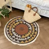 Cotton Linen Round Carpet Ethnic Printed Tassel Rugs Retro Bedroom Area Rugs for Living Room Floor Mat Macrame Carpets 2