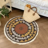 Cotton Linen Round Carpet Ethnic Printed Tassel Rugs Retro Bedroom Area Rugs for Living Room Floor Mat Macrame Carpets 2