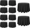 10 Pack Black Round Tablecloths, 120 Inch Stain Resistant and Wrinkle Round Table Clothes, Washable Polyester Table Clothes 1