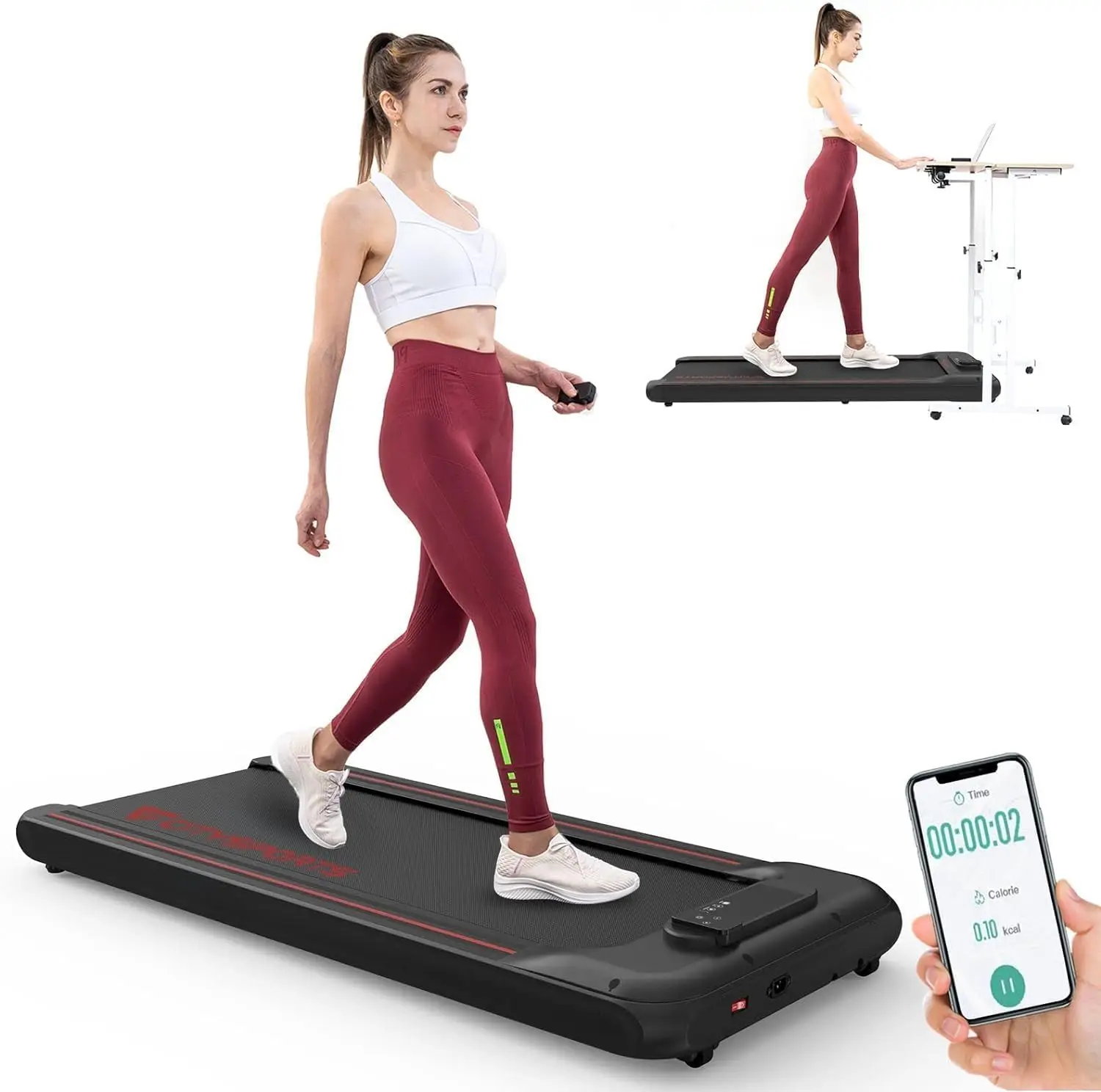 

Under Desk Treadmill Portable Walking Pad, Adjustable Speed with APP, LCD Screen & Calorie Counter, Ultra Thin and Silent