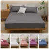 Solid Color Bed Sheet with Elastic Plain Dark Gray Fitted Bed Sheets Single/Queen/King Bed Linen sabanas cama matrimonial Sheets 1