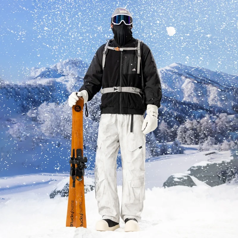 Men's Insulated Waterproof Snow Pants 90% Down Fill Graphene Heat All-Weather Cargo Trousers Winter Trekking