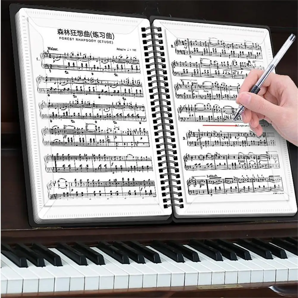Music Score Book 40 Sheets A4 Size Insert-type Folder File Folders Document Piano Paper Sheets Organizer Storage Accessories
