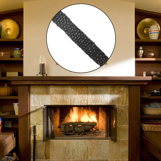 Black Stove Rope Self Adhesive Fiberglass Fireplace Door Sealing Curtain Replacement  Gasket Tape 10/15mm Width 2m Length - AliExpress