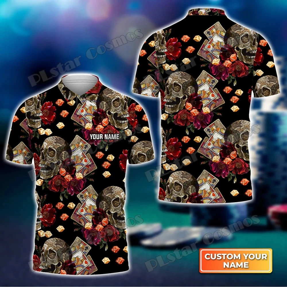 Poker und Bier Muster benutzerdefinierte Name 3D gedruckt Herren Poloshirt Sommer Straße Casual T-Shirt Shirt Geschenk für Poker Spieler WK53 – Detail 10