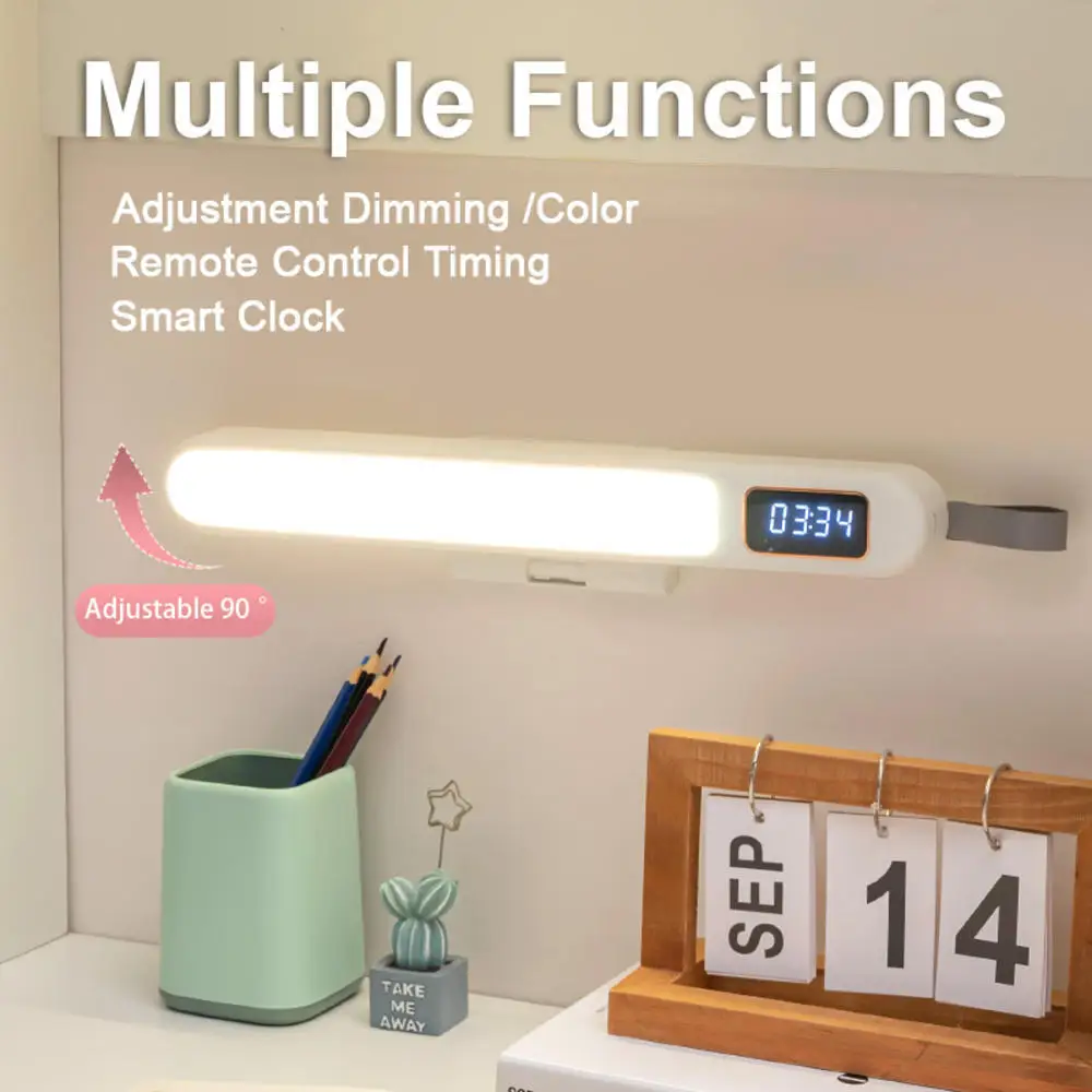

Desk Lamp USB LED Clock Table Lamp Rechargeable Portable Computer Monitor Light Reading Study Office Desk Lights
