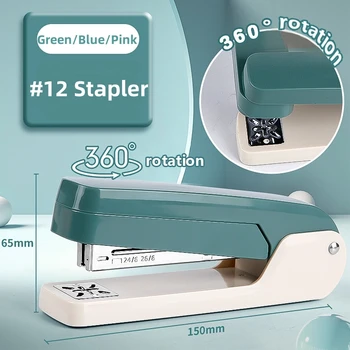 360° Rotatable Heavy Duty Stapler Green/Blue/Pink for Students Home Office Use 24/6 26/6 Desktop Staplers Paper Binding Tools 1