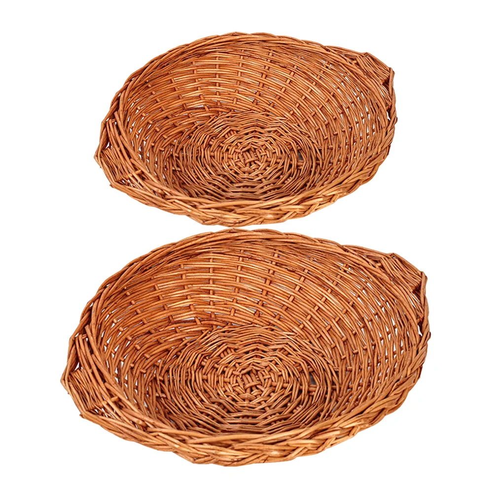 

2pcs Wicker Woven Food Baskets Fruit Wicker Woven Basket Bread Baskets for Serving