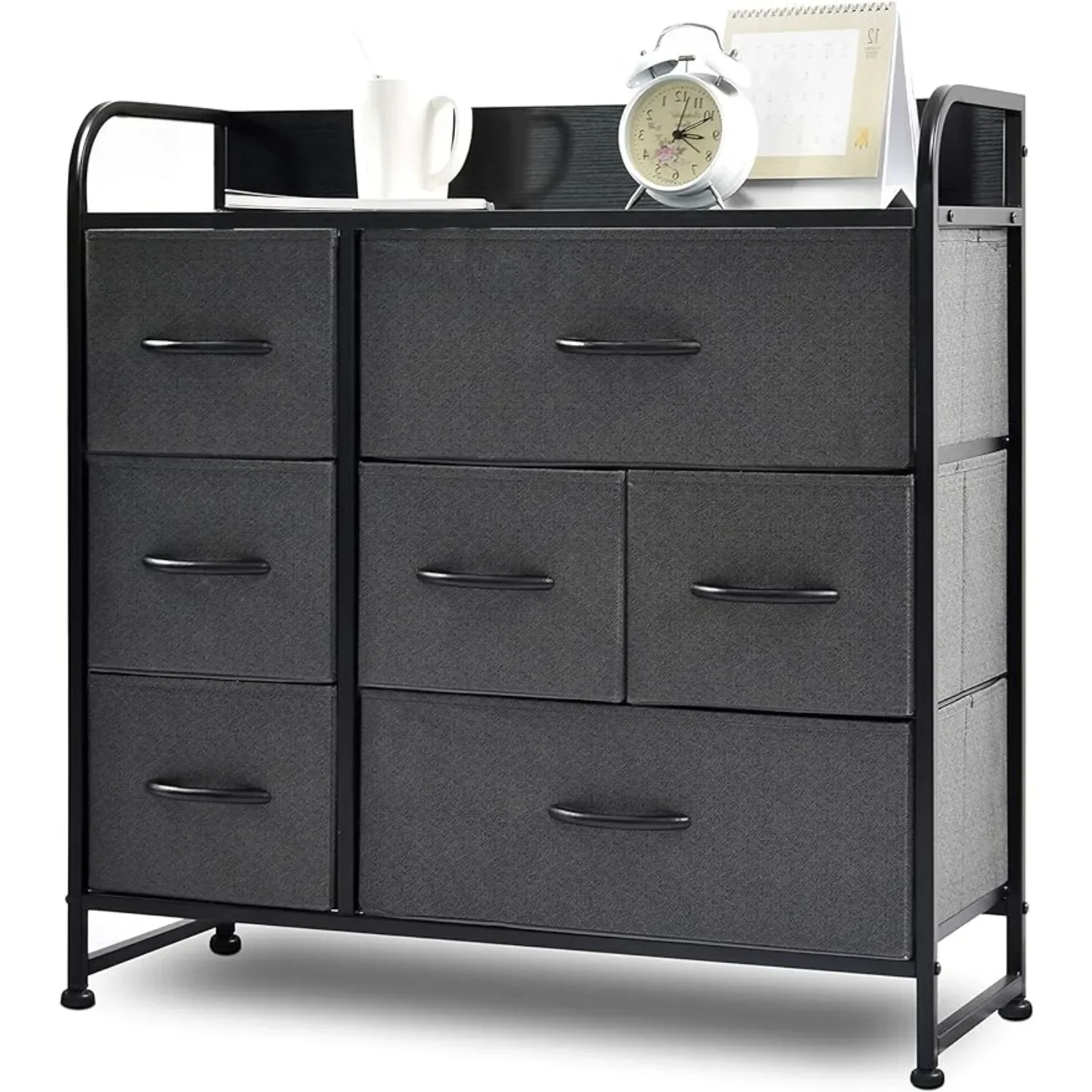 

Wide Chest of Drawers, Drawer Dresser Storage Organizer 7-Drawer Closet Shelves, Sturdy Steel Frame Shelf Top