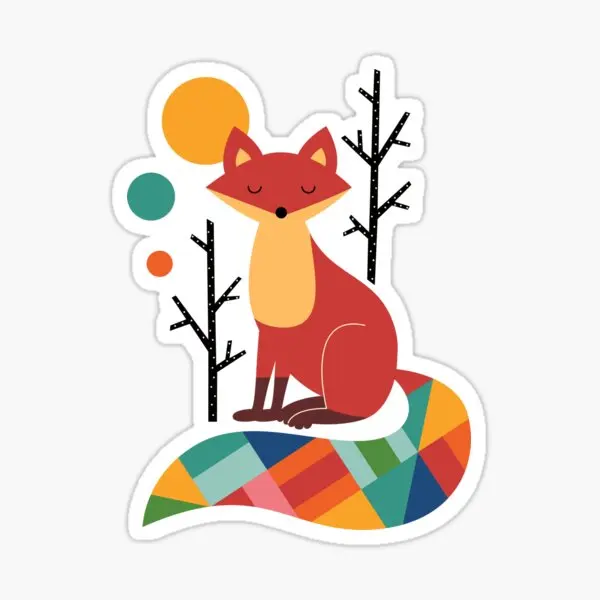 

5 шт., декоративные наклейки для ноутбука «Радуга лиса»