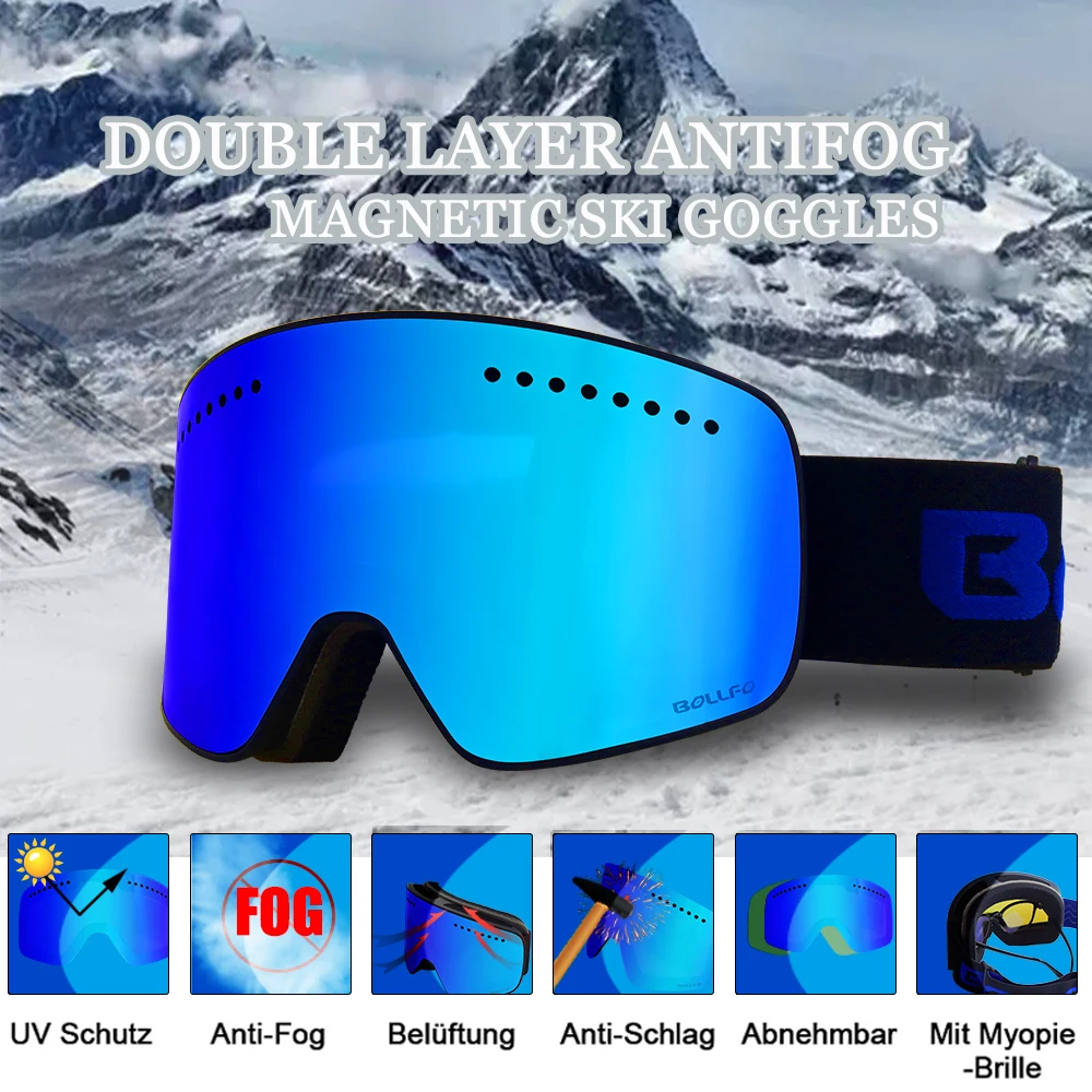 Magnetic Ski Goggles with Quick-Change Double Lens UV400 Anti-fog Ski Glasses Men Women Mountaineering Snowboard Snow Goggles 6
