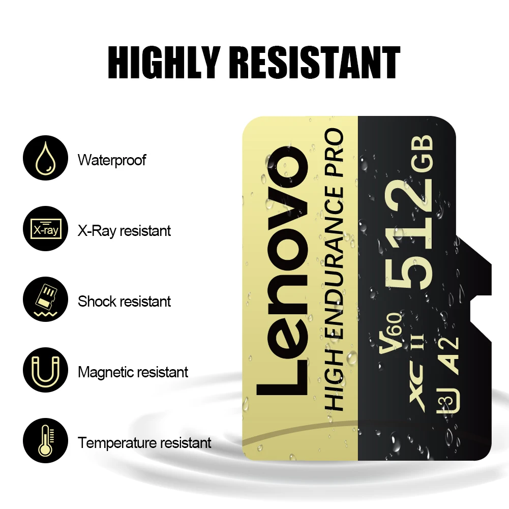 Lenovo High Speed Micro SD Memory Card 512GB 4K Full HD Video Compatible with Phone GoPro Action Camera 64GB 128GB 256GB 3