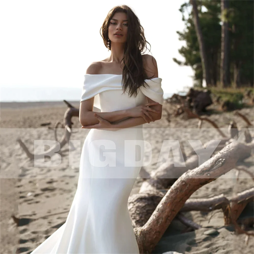 BIGDAY Mermaid Pleat Wedding Dress 2025 Off The Shoulder Open Back Pleat Sweep Train Bridal Gown Vestidos De Noiva Customized 10 S5492fb2f05cd46c2b26064818da906a6M