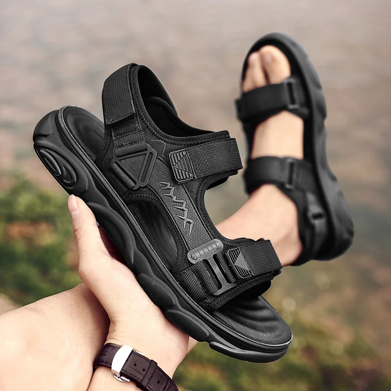 Man sportssandaler med åben tå Skridsikre justerbare stropper til mænd Udendørs sommer gåsandaler Lette_voghion.com