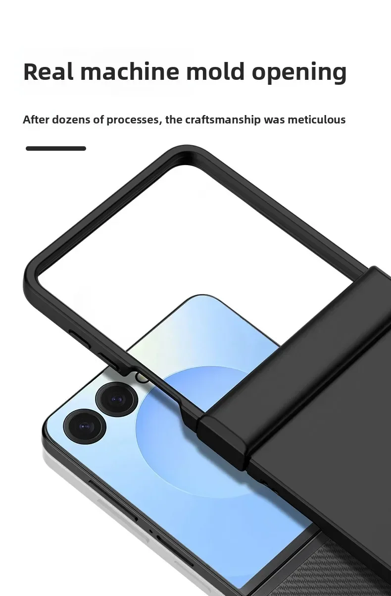 Einfarbige, vollständig umhüllende Handyhülle mit Hautgefühl und Scharnierschutz für Samsung Z Flip 8 7 FE 6 5 4 3 Flip7 Flip6 – Harte Kunststoffhülle – Detail 20