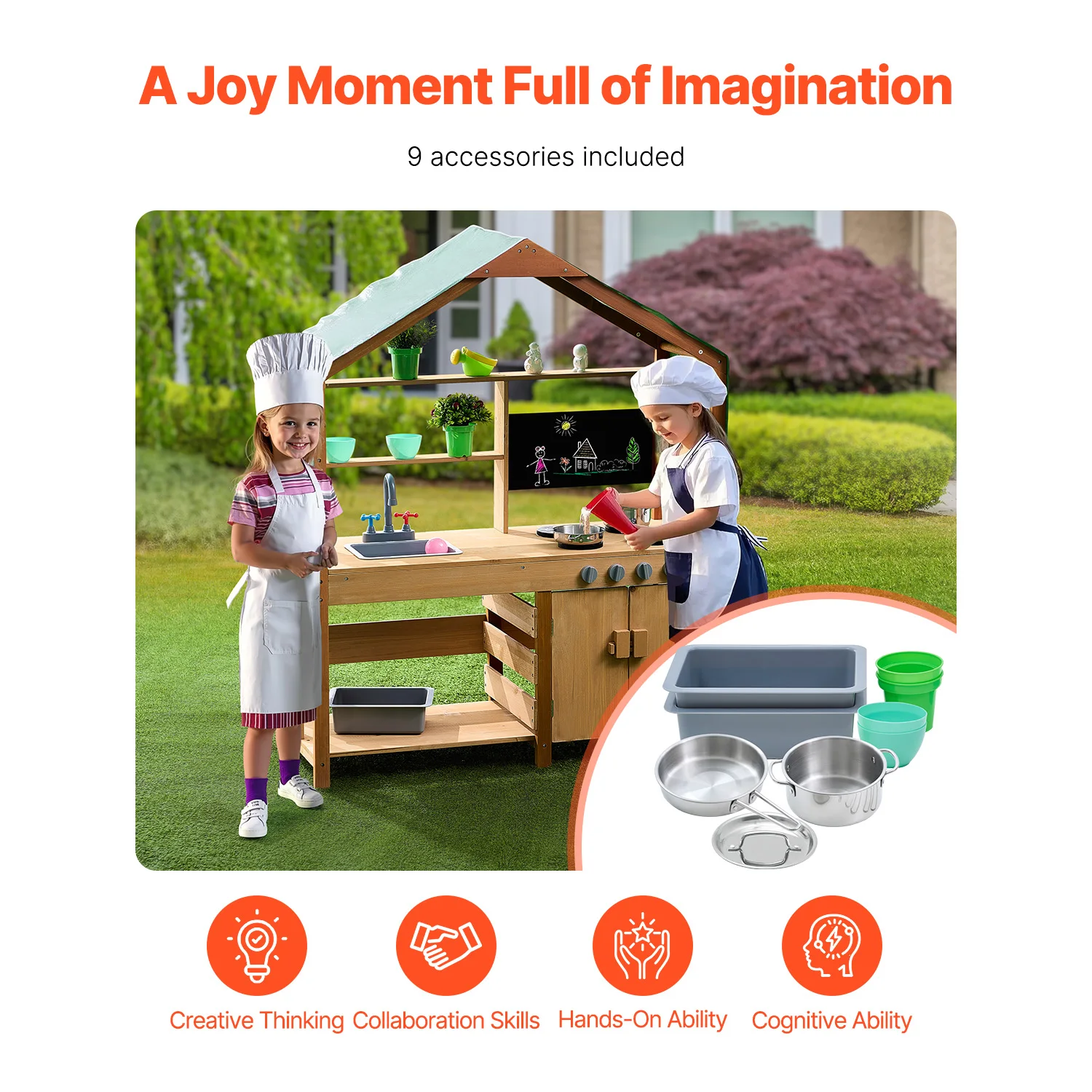Outdoor Kids Mud Kitchen Playset with Stove and Faucet