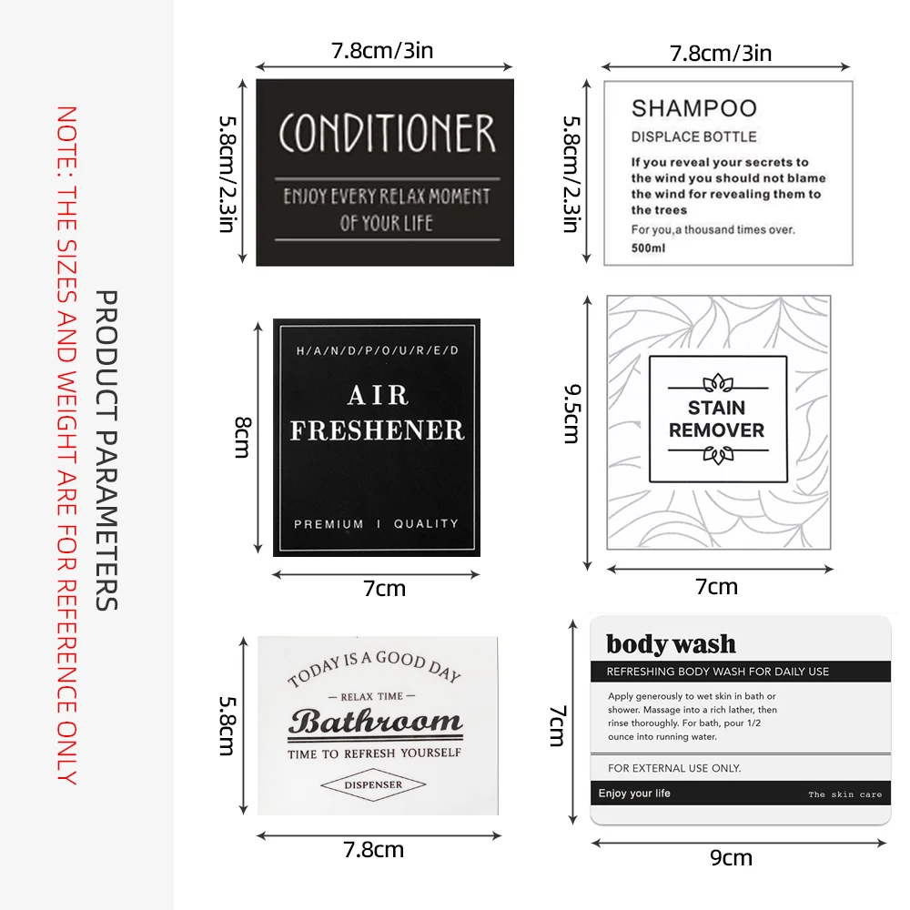 Bathroom Labels Sticker Set Sticker Printer for Bathroom Soap Dispensers Waterproof Shampoo Body Wash Soap Stickers Household Kitchen Bottle Jar Label Sign