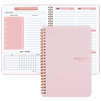 2025 Planner settimanale Agenda a spirale senza data A5 Notebook Planner Pouch 52 settimane Planner Orari Cancelleria Materiale scolastico per ufficio
