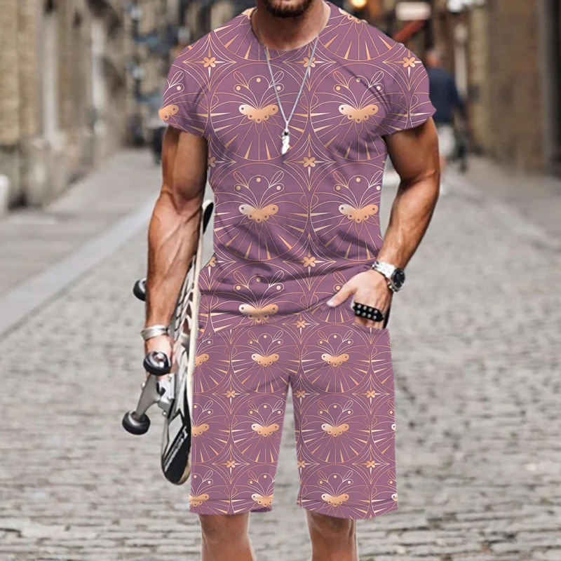 

Men's T-shirt Set Beach Harajuku 2022 New Casual Funny Summer Tops Outfit Short Sleeve Sportswear Street 3D Printed Luxury