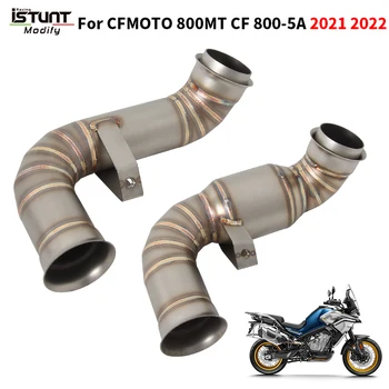 For CFMOTO 800MT CF 800-5A 2021 2022 Motorcycle Exhaust Stainless Steel Modify Middle Pipe Escape Moto Connect Original Muffler