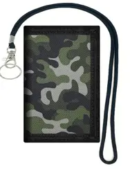Camo Green RFID Trifold Kids Wallet with Lanyard - Perfect for Outdoor Adventures and Gifts (Camo green)