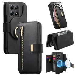 Premium Detachable Leather Zipper Wallet Phone Case with Magnetic Closure - Reno 15 FS 5G (Black)