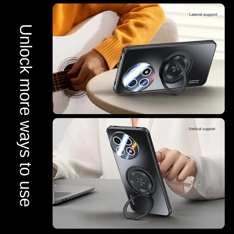 Enhanced Hard AG Matte Magnetic Ring Protective Case with Wireless Charging