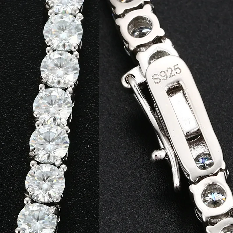 2025 New Unisex Hip Hop Moissanite Tennis Chain for Women Original 925 Sterling Silver Gold Man Moissanite Bracelet Chain Hiphop 3