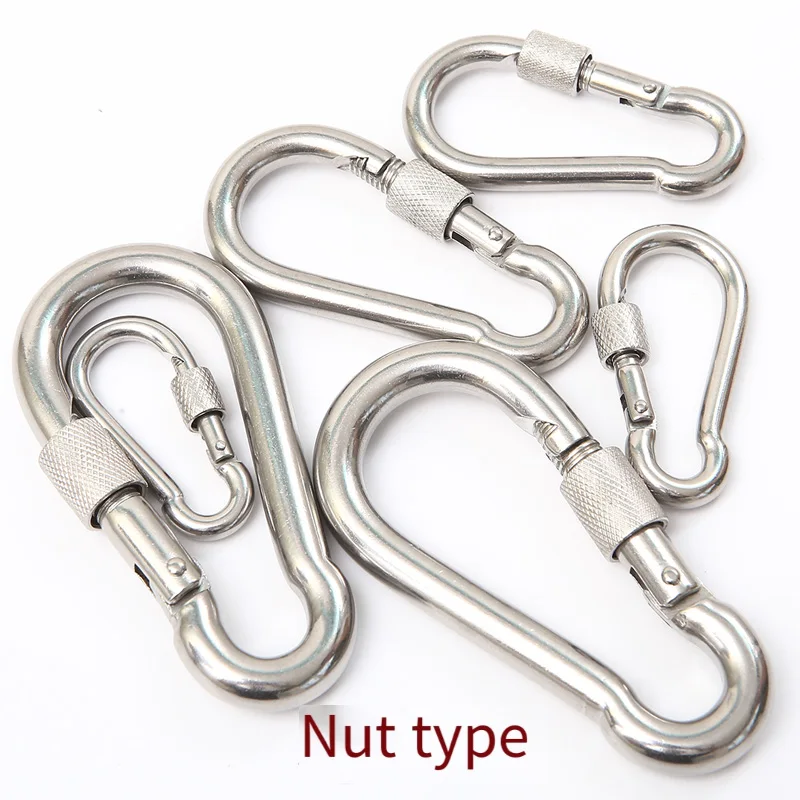 1Pcs M4 M5 M6 M8-M12 304 Stainless Steel Spring Snap Hook-Heavy Duty Locking Carribenares For Climbing Normal Form