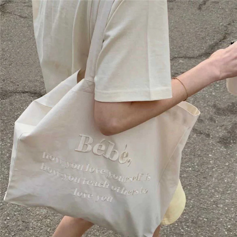Women Canvas Shoulder Bag Four Colors Available Ladies Casual Handbag Tote Bag Large Capacity Cotton Reusable Shopping Beach shopping bag tote bags canvas bag canvas bags