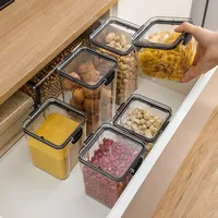 1pc Clear Food Storage Box,Food Storage Container With Lid, Plastic Kitchen And Pantry Organization Canisters 2
