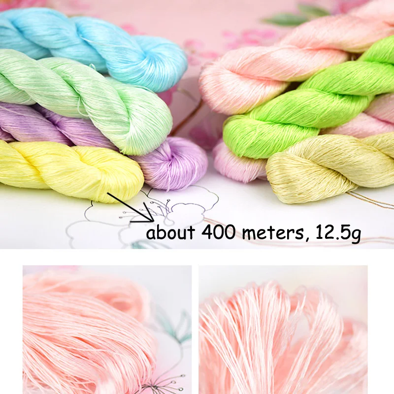 Cross Stitch Thread Chinese Mulberry Silk Embroidery Thread Macaron Color