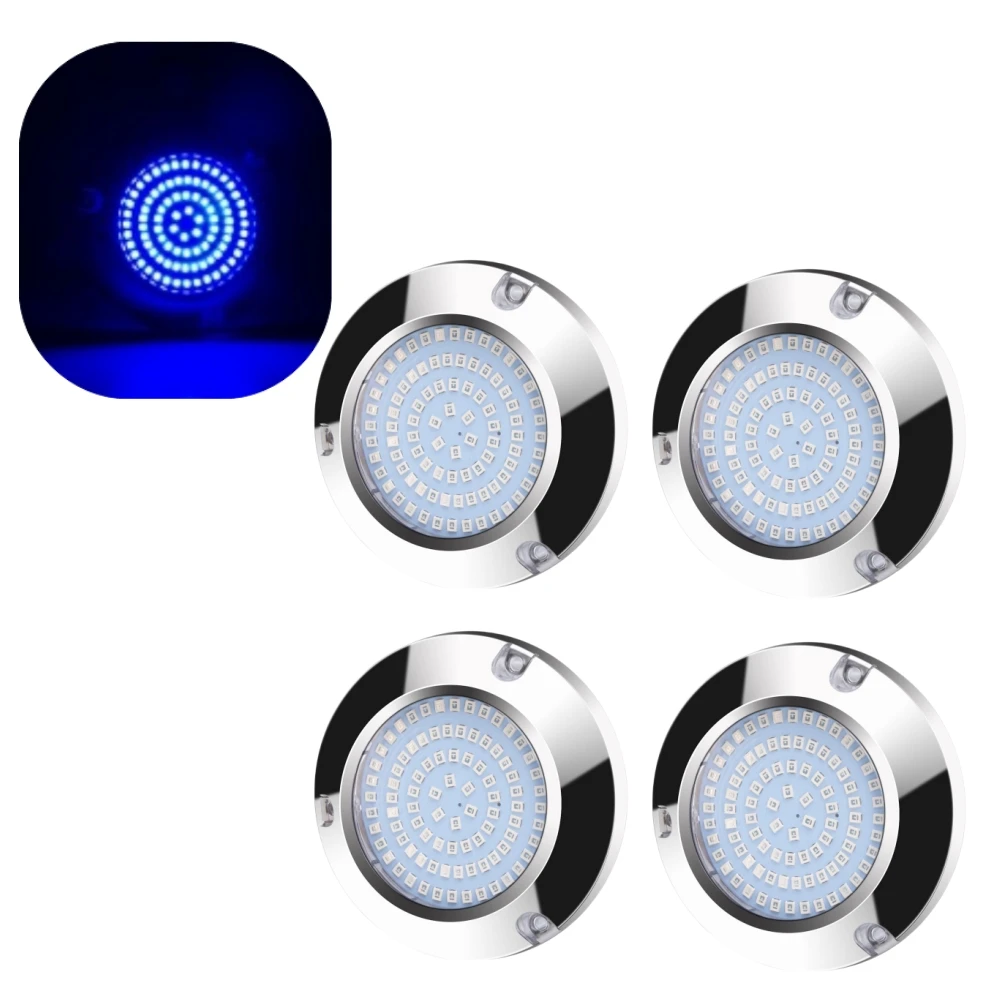 4x Feux LED Étanches IP68 Pour Bateau - 120 LED, 10-30V, Acier 316, Couleurs Bleu/Rouge/Vert/Blanc - 60W