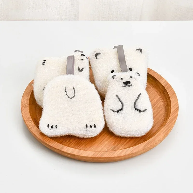 2 Pcs/set Bear Sponge for Kitchen Convenience Remove Stains Wash Cups Cleaning Sponges Home Dishwashing Scouring Pad Supplies
