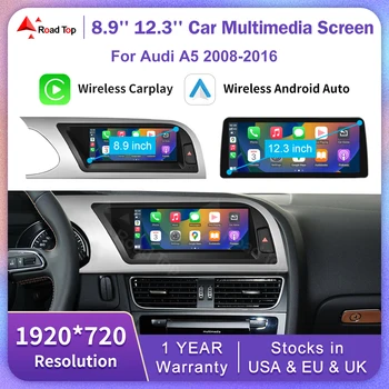 Linux 8,9/12,3 pulgadas pantalla táctil Multimedia para coche para Audi A5 2008-2016 con función inalámbrica CarPlay Android Auto Airplay 1