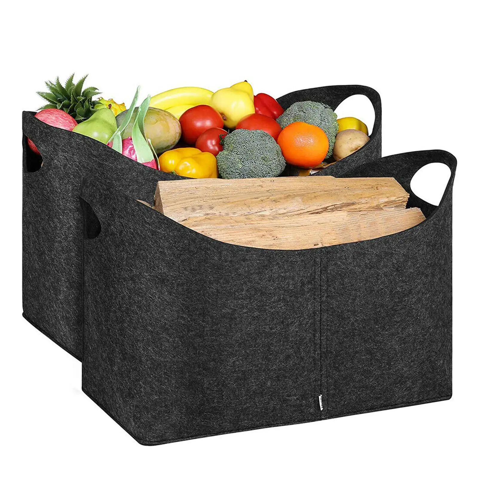 1pc Felt Storage Bag Fireplace Wood Bags Fruit Vegetable Storage Basket