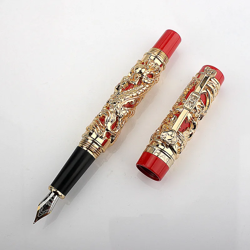 Luxury Jinhao Dragon Phoenix Fountain Pen Iridium EF/F/M/Bent Nib Advanced Craft Writing Business Graduate Gift Pen